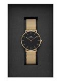 Daniel Wellington Petite Evergold Black Dial Gold Mesh Strap Watch For Women - DW00100345 Buy Now By Daniel Wellington