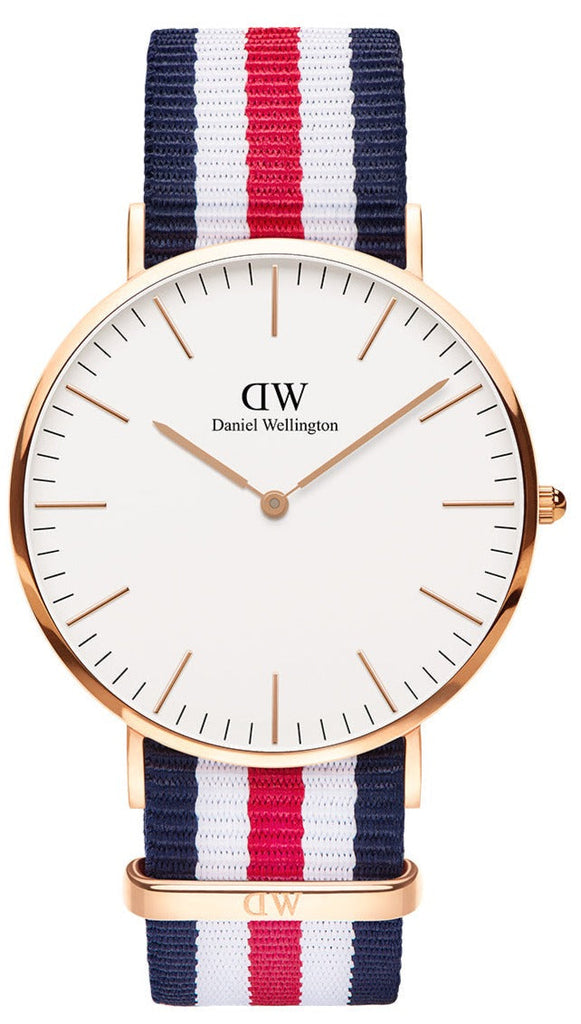 Daniel Wellington Classic Canterbury White Dial Two Tone Nylon Strap Watch For Men - DW00100002 Buy Now By Daniel Wellington