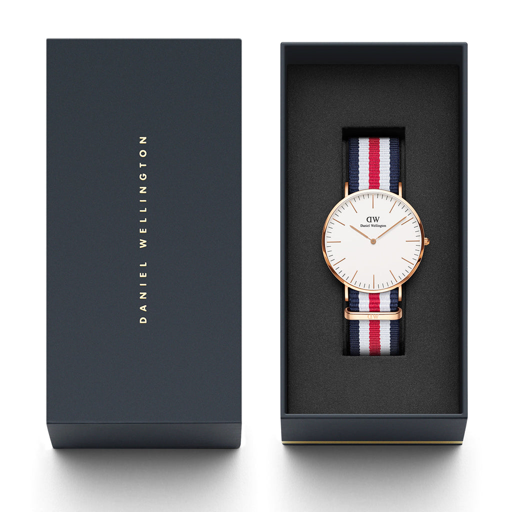 Daniel Wellington Classic Canterbury White Dial Two Tone Nylon Strap Watch For Men - DW00100002 Buy Now By Daniel Wellington