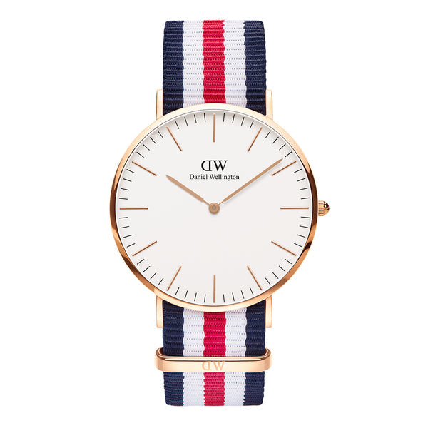 Daniel Wellington Classic Canterbury White Dial Two Tone Nylon Strap Watch For Men - DW00100002 Buy Now By Daniel Wellington