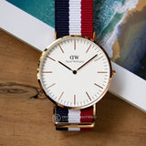 Daniel Wellington Classic Cambridge White Dial Two Tone NATO Strap Watch For Men - DW00100003 Buy Now By Daniel Wellington
