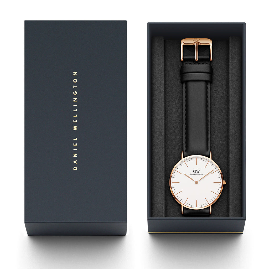 Daniel Wellington Classic Sheffield White Dial Black Leather Strap Watch For Men - DW00100007 Buy Now By Daniel Wellington
