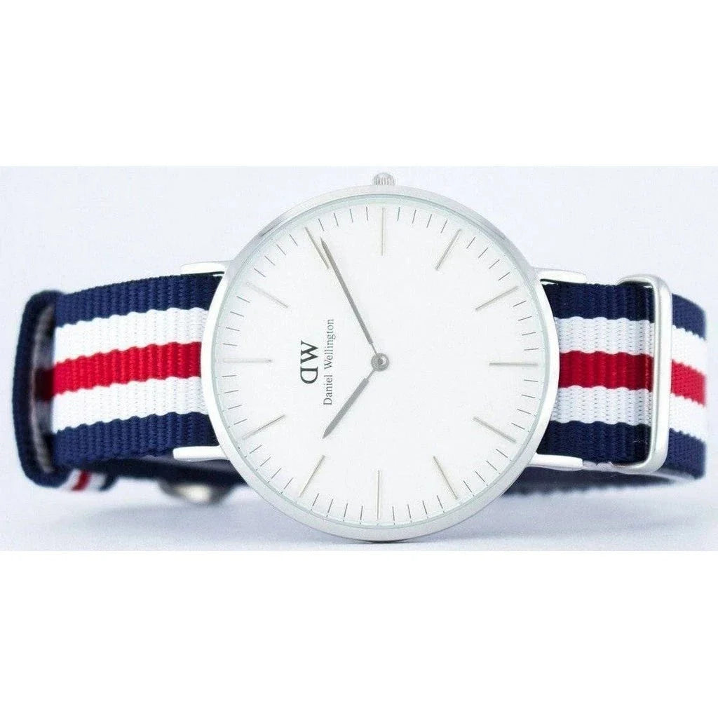 Daniel Wellington Classic Canterbury White Dial Two Tone Nylon Strap Watch For Men - DW00100016 Buy Now By Daniel Wellington