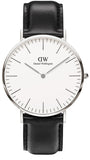 Daniel Wellington Classic Sheffield White Dial Black Leather Strap Watch  For Men - DW0010003120