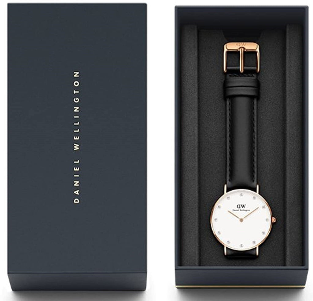 Daniel Wellington Classic Sheffield White Dial Black Leather Strap Watch For Women - DW00100076 Buy Now By Daniel Wellington