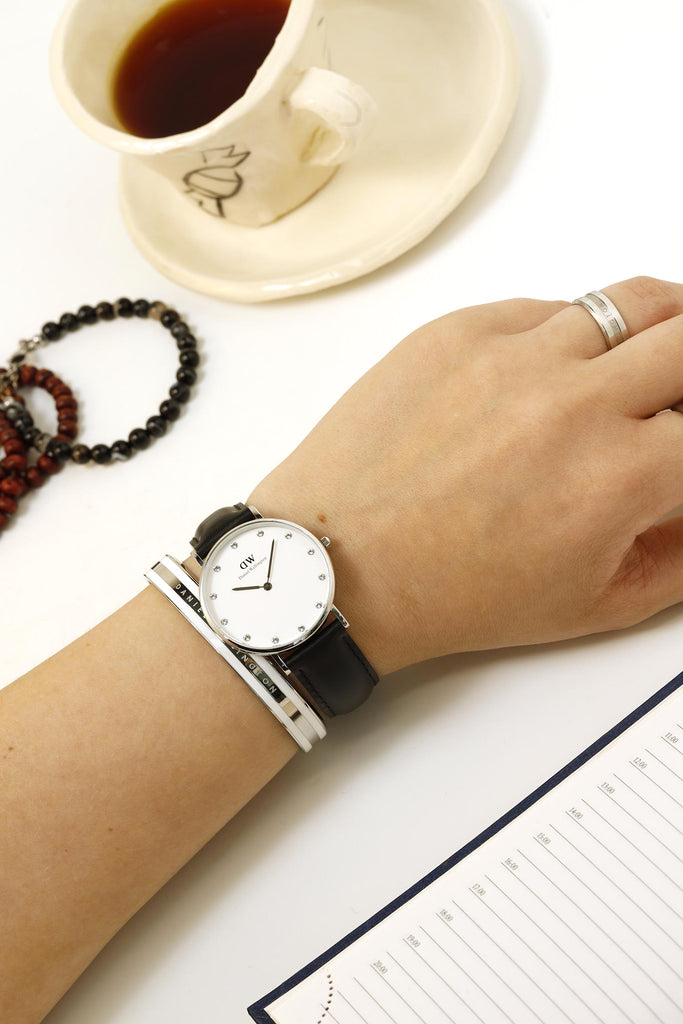 Daniel Wellington Classy Sheffield White Dial Black Leather Strap Watch For Women - DW00100080 Buy Now By Daniel Wellington