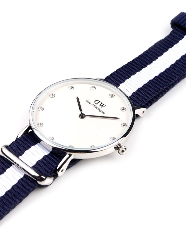 Daniel Wellington Classy Glasgow White Dial Two Tone Nylon Strap Watch For Women - DW00100082 Buy Now By Daniel Wellington