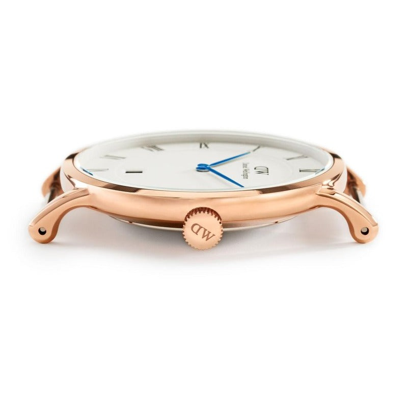 Daniel Wellington Dapper Bristol White Dial Brown Leather Strap Watch For Men - DW00100086 Buy Now By Daniel Wellington