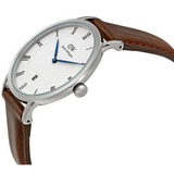 Daniel Wellington Dapper Bristol White Dial Brown Leather Strap Watch For Women - DW00100098 Buy Now By Daniel Wellington