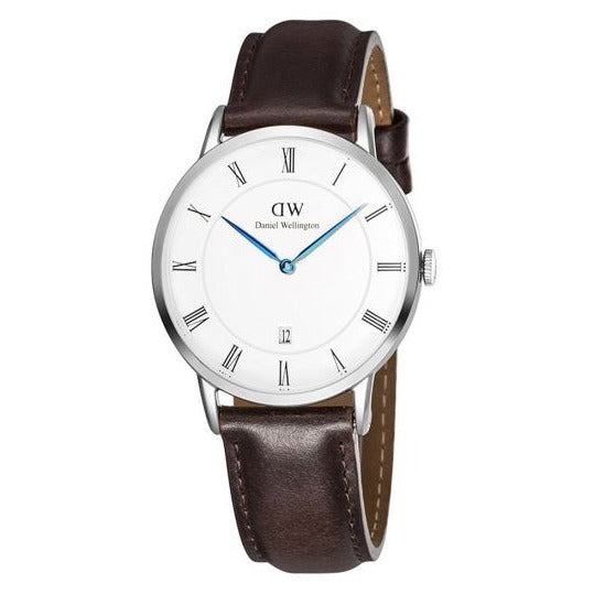 Daniel Wellington Dapper Bristol White Dial Brown Leather Strap Watch For Women - DW00100090 Buy Now By Daniel Wellington