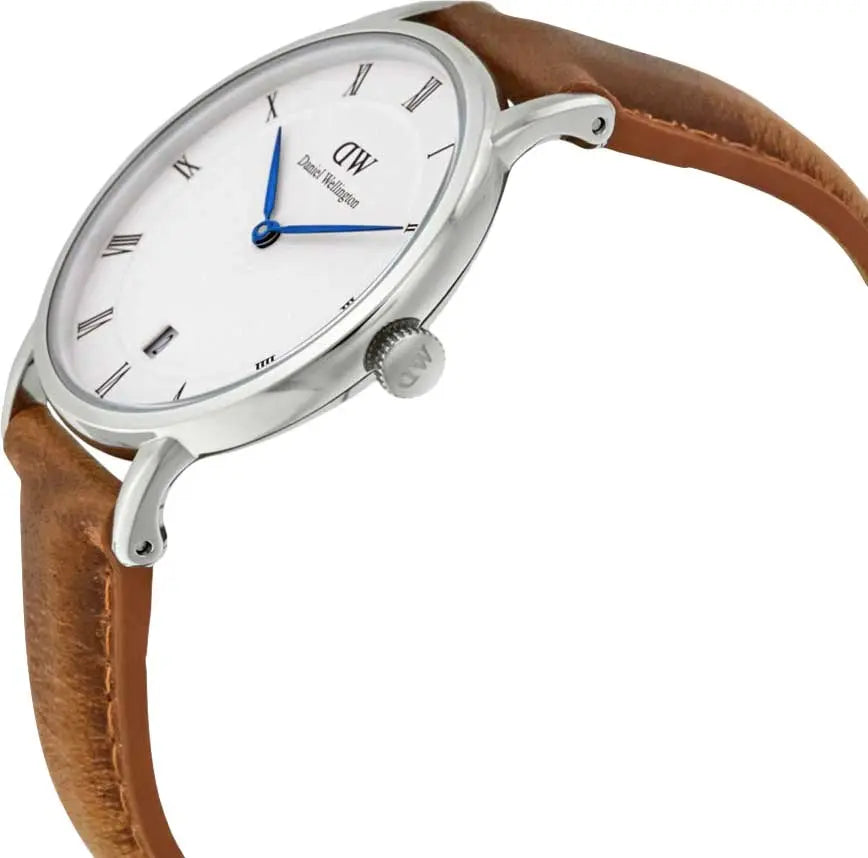 Daniel Wellington Dapper Durham Analog White Dial Brown Leather Strap Watch For Women - DW00100114 Buy Now By Daniel Wellington