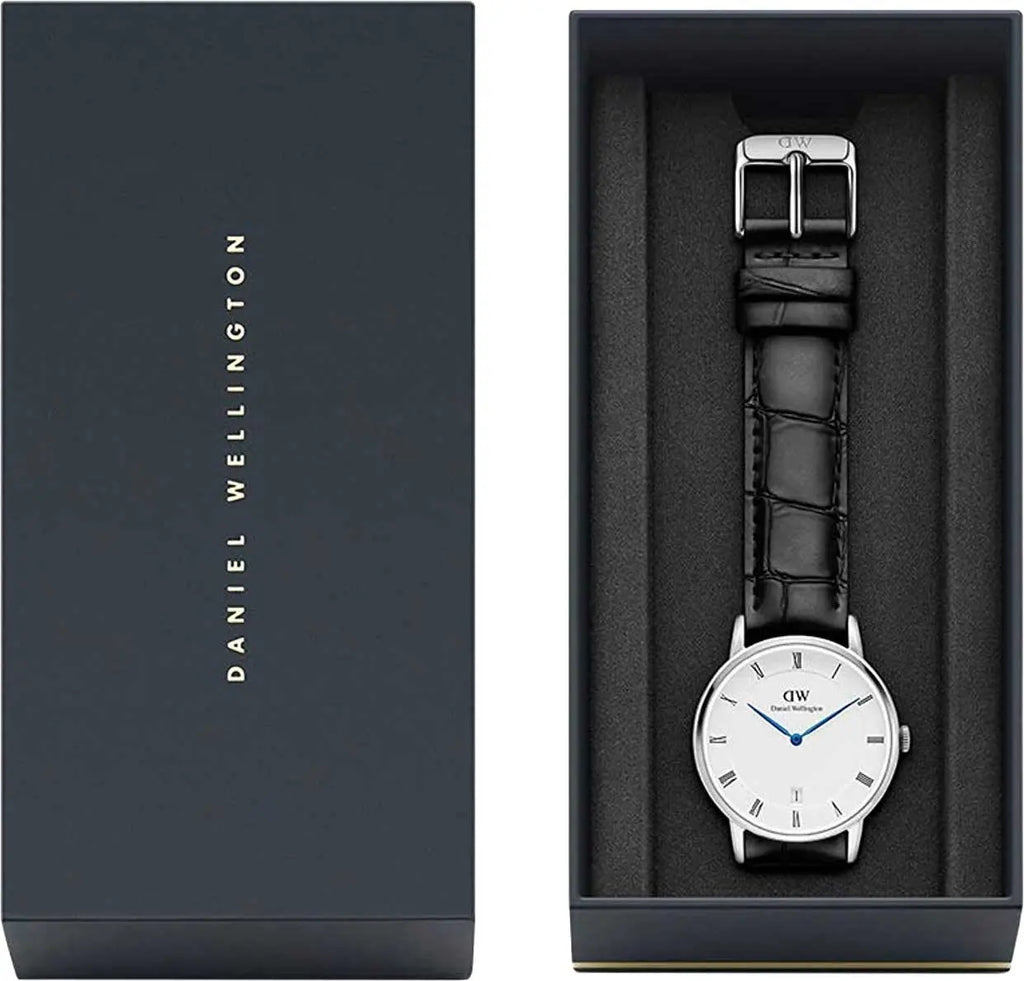 Daniel Wellington Dapper Reading Quartz White Dial Black Leather Strap Watch For Women - DW00100117 Buy Now By Daniel Wellington