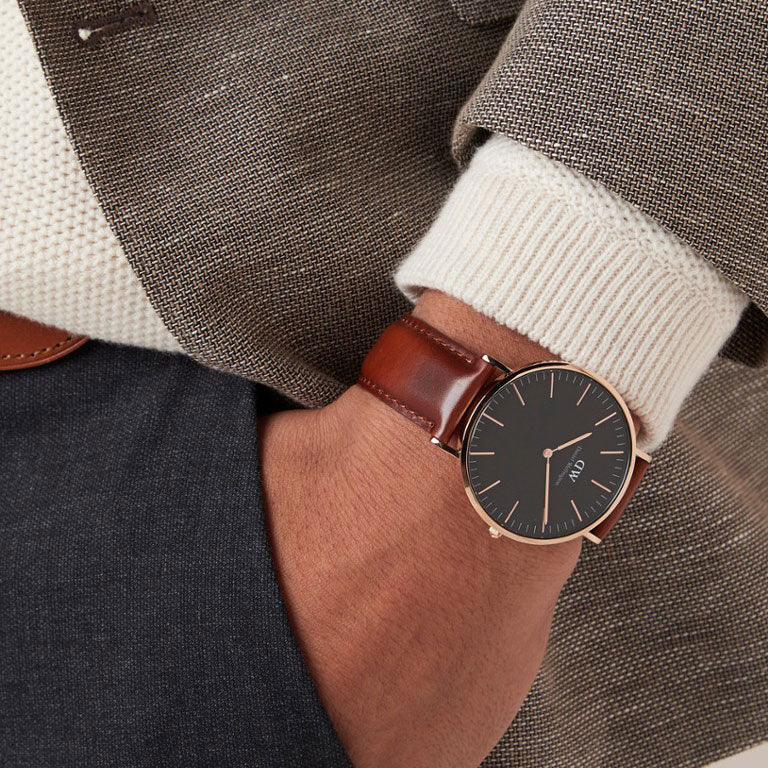 Daniel Wellington Classic St Mawes Black Dial Brown Leather Strap Watch For Men - DW00100124 Buy Now By Daniel Wellington