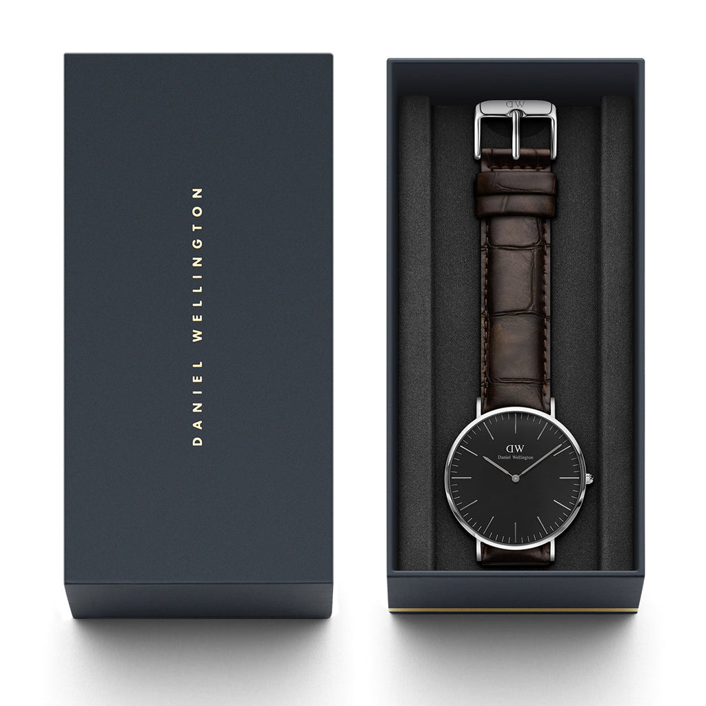 Daniel Wellington Classic York Black Dial Brown Leather Strap Watch For Men - DW00100134 Buy Now By Daniel Wellington