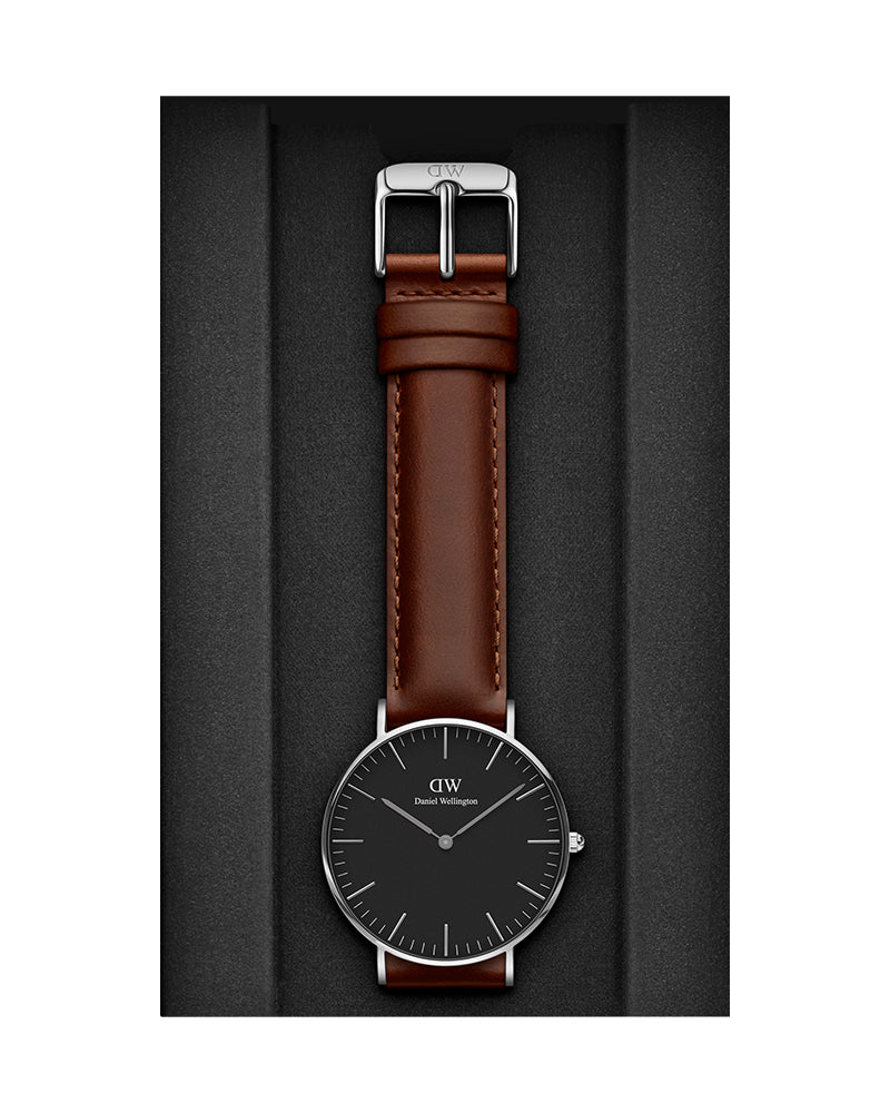 Daniel Wellington Classic Durham Black Dial Brown Leather Strap Watch For Women - DW00100142 Buy Now By Daniel Wellington