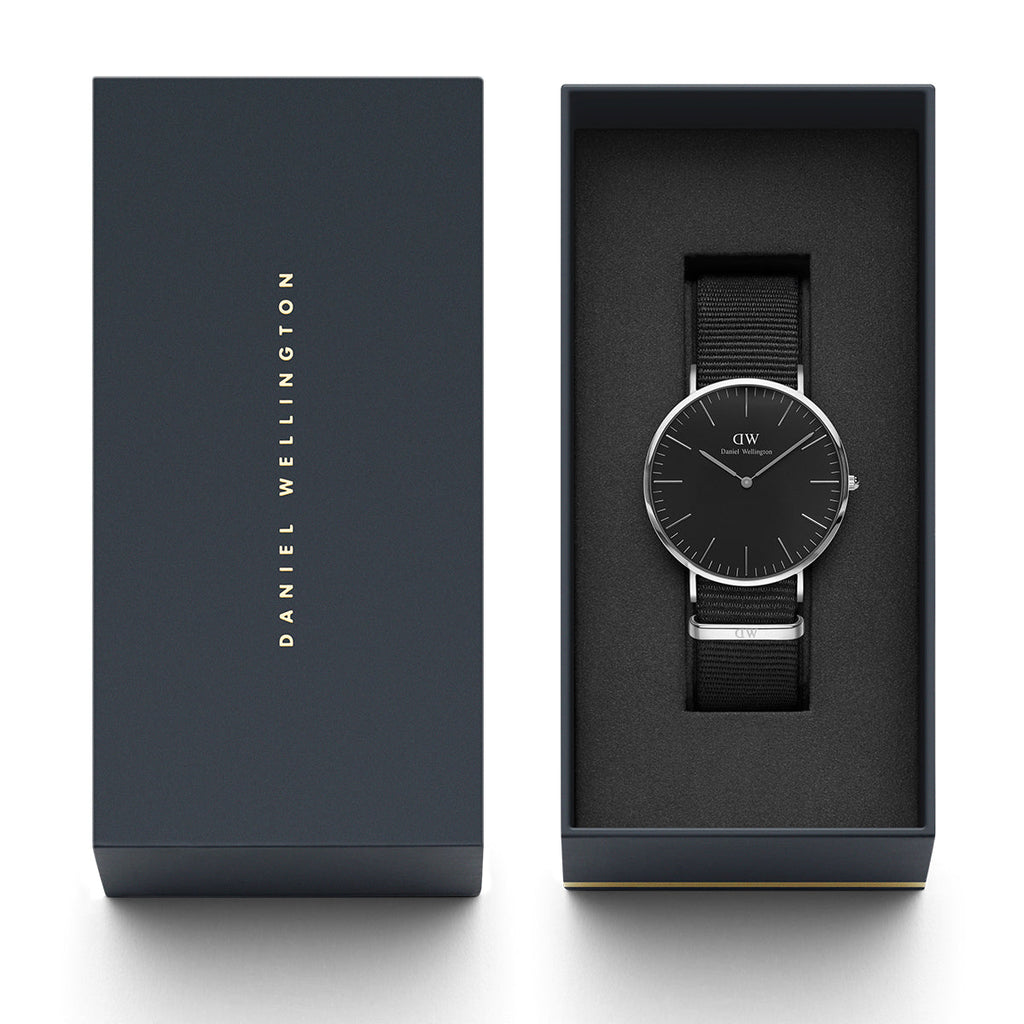 Daniel Wellington Classic Cornwall Black Dial Black Nylon Strap Watch For Women - DW00100149 Buy Now By Daniel Wellington