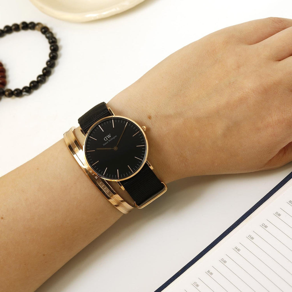 Daniel Wellington Classic Cornwall Black Dial Black NATO Strap Watch For Women - DW00100150 Buy Now By Daniel Wellington