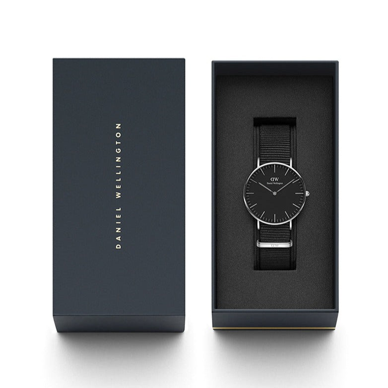 Daniel Wellington Classic Cornwall Quartz Black Dial Black Nylon Strap Watch For Women - DW00100151 Buy Now By Daniel Wellington