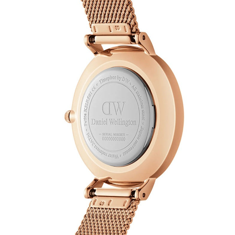 Daniel Wellington Classic Melrose Black Dial Rose Gold Mesh Bracelet Watch For Women - DW00100161 Buy Now By Daniel Wellington