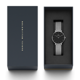 Daniel Wellington Classic Petite Sterling Black Dial Silver Mesh Bracelet Watch For Women - DW00100162 Buy Now By Daniel Wellington
