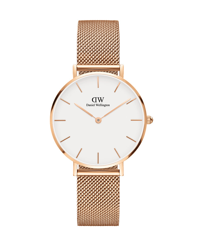 Daniel Wellington Classic Petite Melrose White Dial Rose Gold Mesh Bracelet Watch For Women - DW00100163 Buy Now By Daniel Wellington