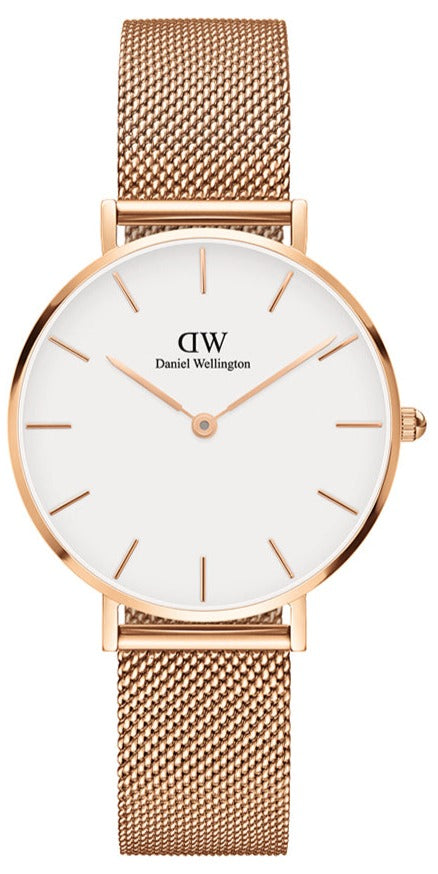 Daniel Wellington Classic Petite Melrose White Dial Rose Gold Mesh Bracelet Watch For Women - DW00100163 Buy Now By Daniel Wellington