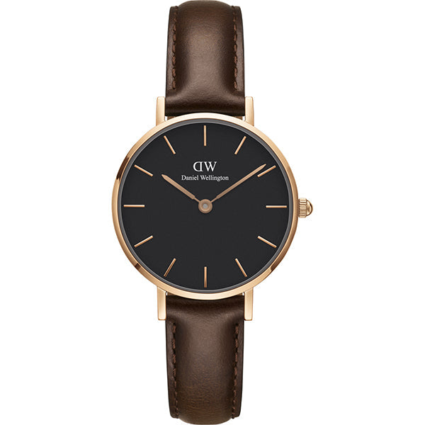 Daniel Wellington Classic Petite Bristol Black Dial Brown Leather Strap Watch For Women - DW00100165 Buy Now By Daniel Wellington