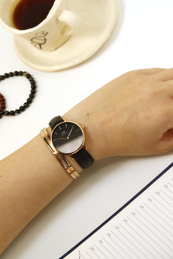 Daniel Wellington Petite Sheffield Black Dial Black Leather Strap Watch For Women - DW00100168 Buy Now By Daniel Wellington