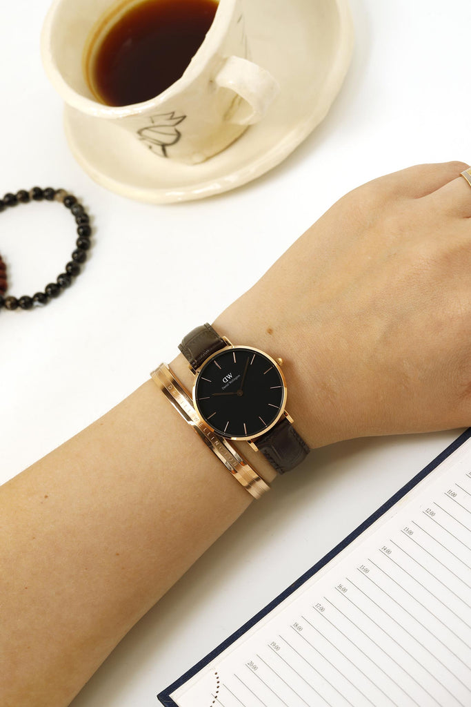 Daniel Wellington Classic Petite York Black Dial Brown Leather Strap Watch For Women - DW00100170 Buy Now By Daniel Wellington