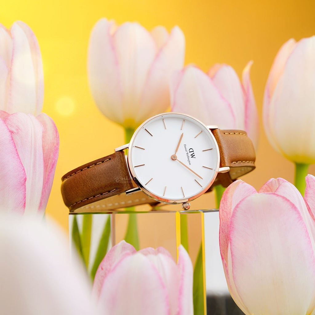 Daniel Wellington Petite Durham White Dial Brown Leather Strap Watch For Women - DW00100172 Buy Now By Daniel Wellington