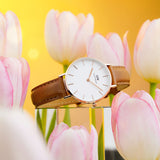 Daniel Wellington Petite Durham White Dial Brown Leather Strap Watch For Women - DW00100172 Buy Now By Daniel Wellington
