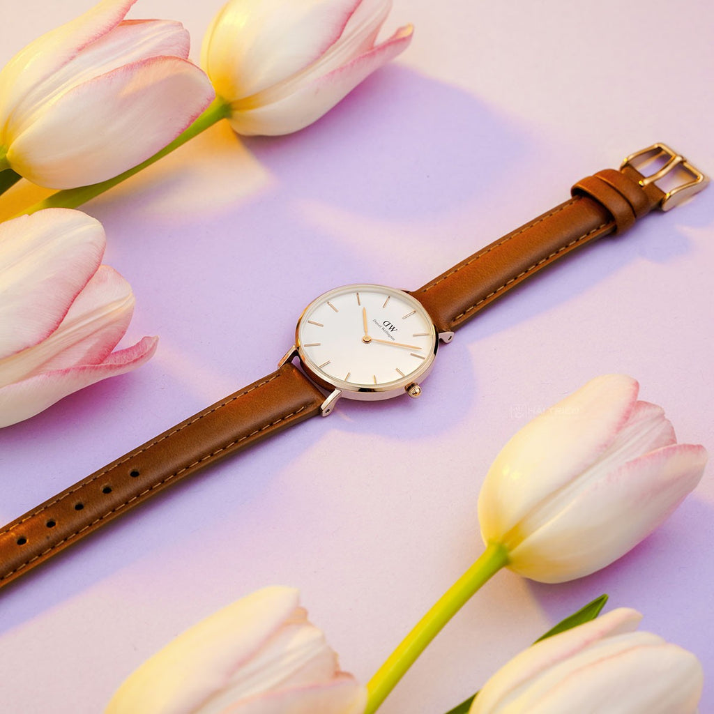 Daniel Wellington Petite Durham White Dial Brown Leather Strap Watch For Women - DW00100172 Buy Now By Daniel Wellington