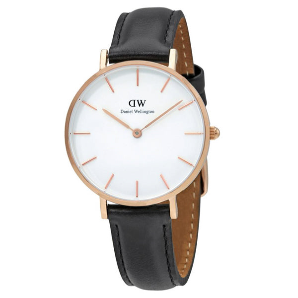 Daniel Wellington Petite Sheffield White Dial Black Leather Strap Watch For Women - DW00100174 Buy Now By Daniel Wellington