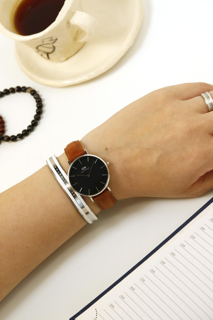 Daniel Wellington Petite Sterling Black Dial Brown Leather Strap Watch For Women - DW00100178 Buy Now By Daniel Wellington