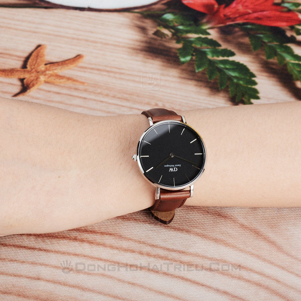 Daniel Wellington Classic Petite St Mawes Black Dial Brown Leather Strap Watch For Women - DW00100181 Buy Now By Daniel Wellington