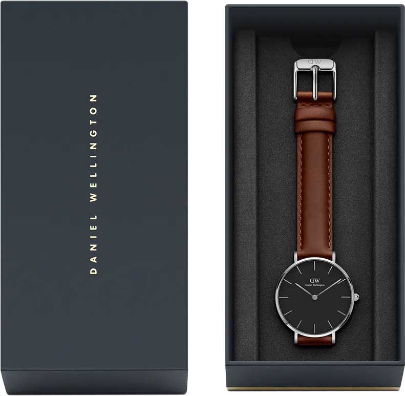 Daniel Wellington Classic Petite St Mawes Black Dial Brown Leather Strap Watch For Women - DW00100181 Buy Now By Daniel Wellington