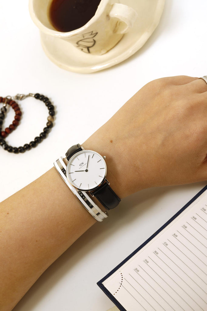 Daniel Wellington Classic Petite Sheffield White Dial Black Leather Strap Watch For Women - DW00100186 Buy Now By Daniel Wellington