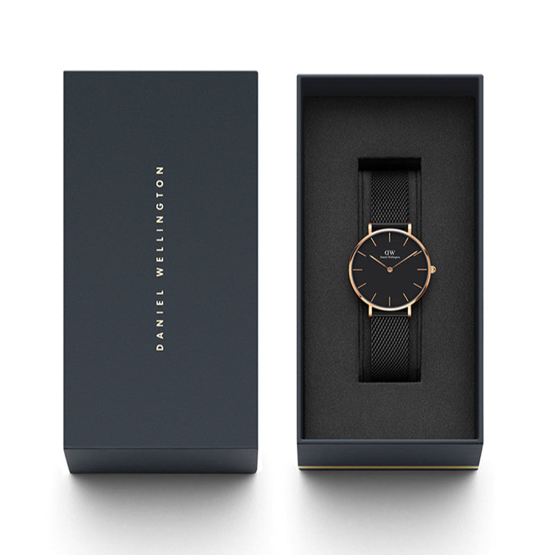 Daniel Wellington Petite Ashfield Black Dial Black Mesh Bracelet Watch Watch For Women - DW00100201 Buy Now By Daniel Wellington