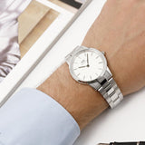 Daniel Wellington Iconic Link White Dial Silver Steel Strap Watch for Women - DW00100203