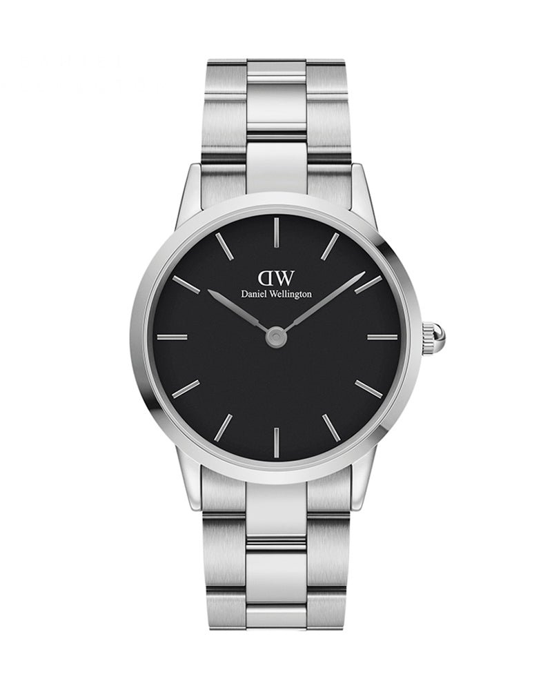 Daniel Wellington Iconic Link Black Dial Silver Steel Strap Watch for Women - DW00100204 Buy Now By Daniel Wellington