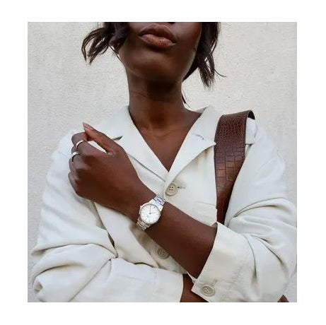 Daniel Wellington Iconic Link White Dial Silver Steel Strap Watch For Women - DW00100205