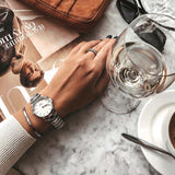 Daniel Wellington Iconic Link White Dial Silver Steel Strap Watch For Women - DW00100205