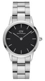 Daniel Wellington Iconic Link Black Dial Silver Steel Strap Watch For Women - DW00100206 Buy Now By Daniel Wellington