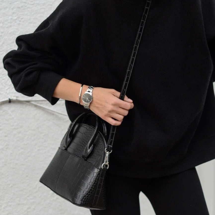 Daniel Wellington Iconic Link Black Dial Silver Steel Strap Watch For Women - DW00100206 Buy Now By Daniel Wellington