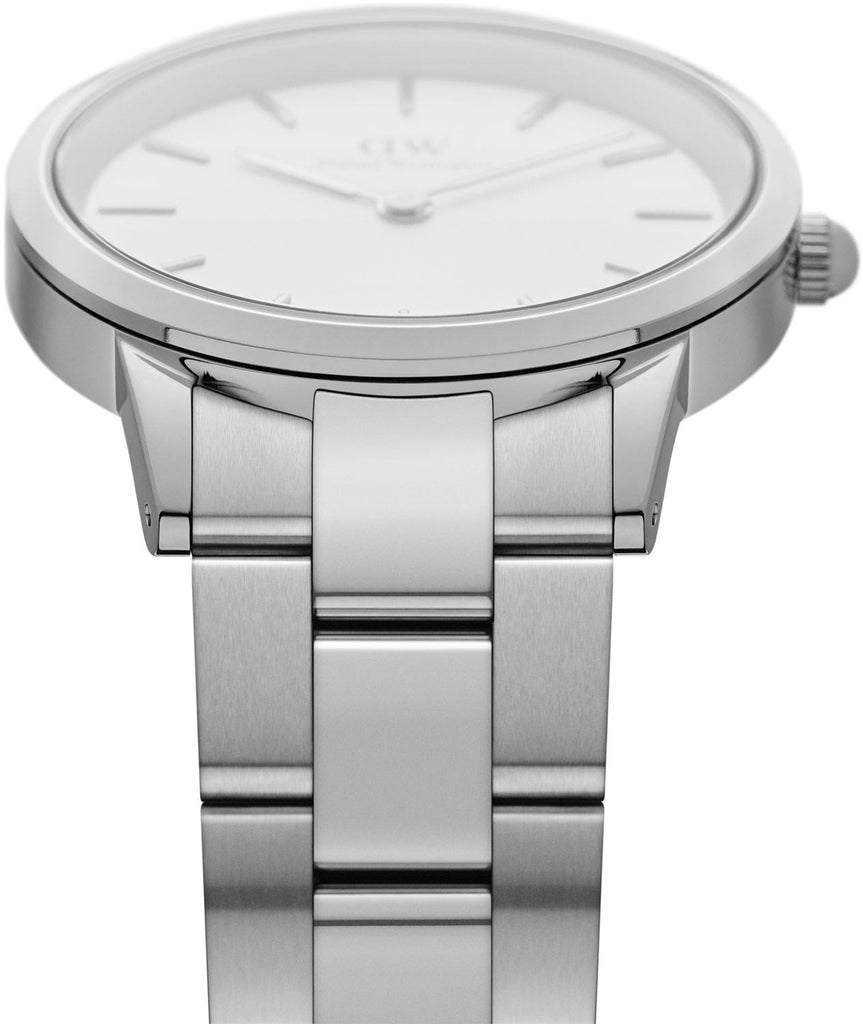 Daniel Wellington Iconic Link White Dial Silver Steel Strap Watch For Women - DW00100207 Buy Now By Daniel Wellington