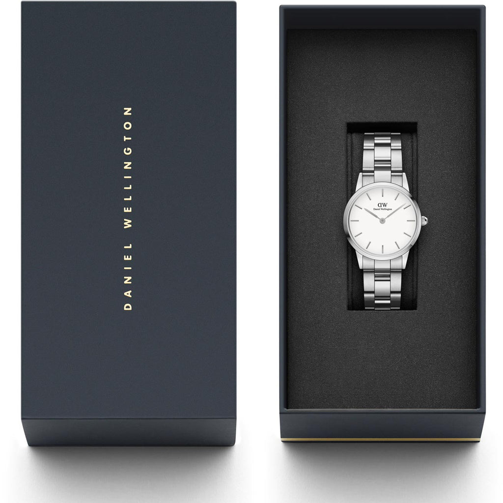 Daniel Wellington Iconic Link White Dial Silver Steel Strap Watch For Women - DW00100207