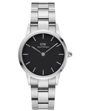 Daniel Wellington Iconic Link Black Dial Silver Steel Strap Watch For Women - DW00100208 Buy Now By Daniel Wellington