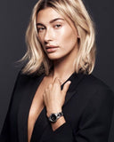 Daniel Wellington Iconic Link Black Dial Silver Steel Strap Watch For Women - DW00100208