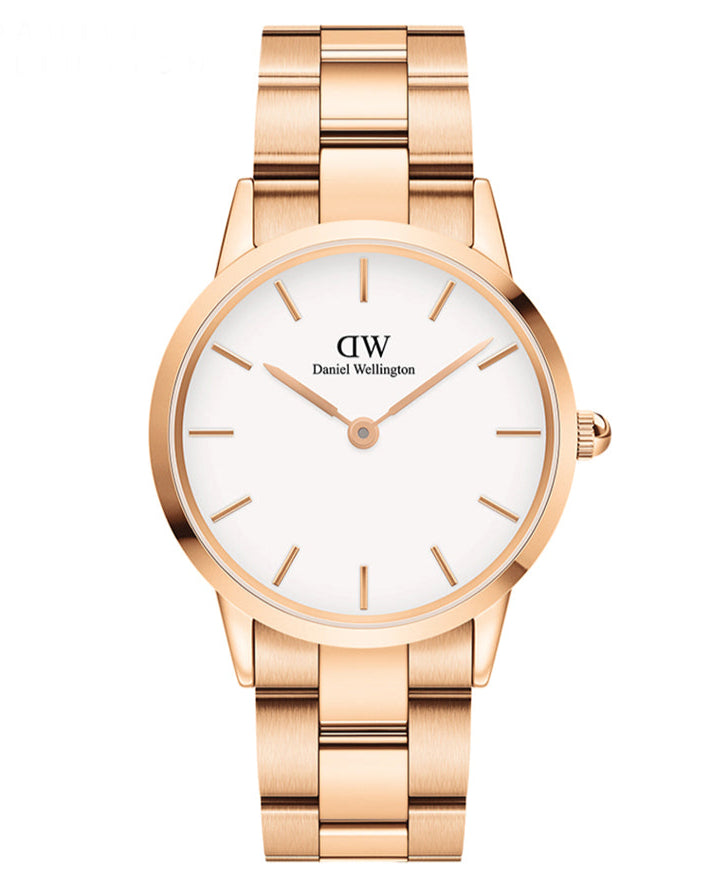 Daniel Wellington Iconic Link White Dial Rose Gold Steel Strap Watch For Women - DW00100209 Buy Now By Daniel Wellington