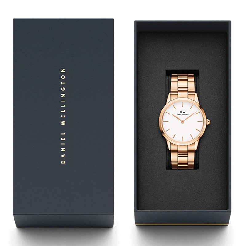 Daniel Wellington Iconic Link White Dial Rose Gold Steel Strap Watch for Women - DW00100213 Buy Now By Daniel Wellington